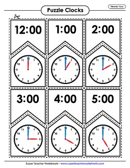 Clock Puzzles (Hours) Time Worksheet