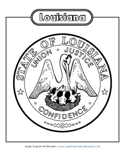 Louisiana State Seal (Black & White) States Individual Worksheet