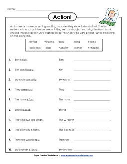 Actions! Actionverbs Worksheet