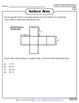 Surface Area: Nets Geometry Worksheet