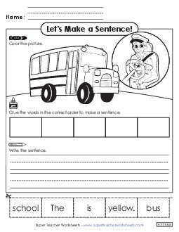 Build a Sentence: Bus Driver Free Community Helpers Worksheet