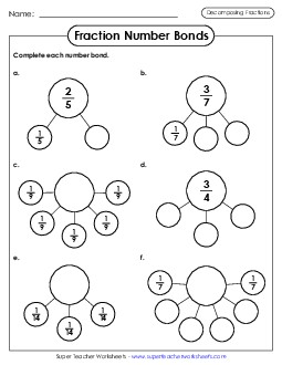 Fraction Addition Number Bonds Fractions Worksheet