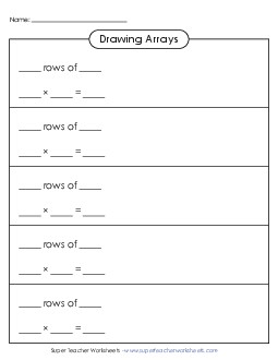 Array Template Multiplication Worksheet