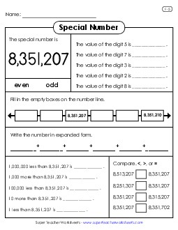 Special Numbers: 8,351,207 Worksheet