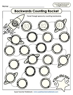 Backwards Counting Rocket (From 83) Worksheet