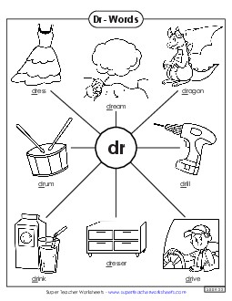 Dr- Words Phonics Blends Worksheet