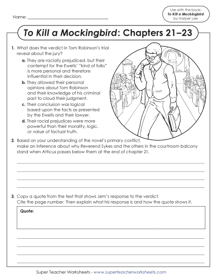 New Questions for Chapters 21–23<br>To Kill a Mockingbird Worksheet New Questions for Chapters 21–23<br>To Kill a Mockingbird Worksheet