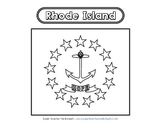 Rhode Island Flag Coloring Page States Individual Worksheet