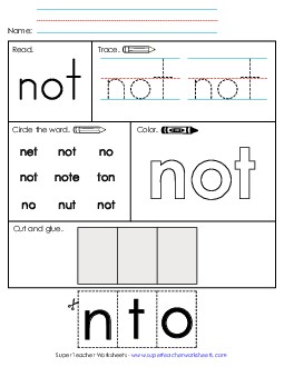 Not (Sight Word) Sight Words Individual Worksheet