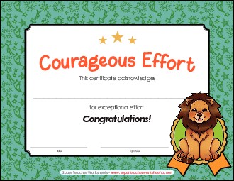 Courageous Effort Awards Worksheet