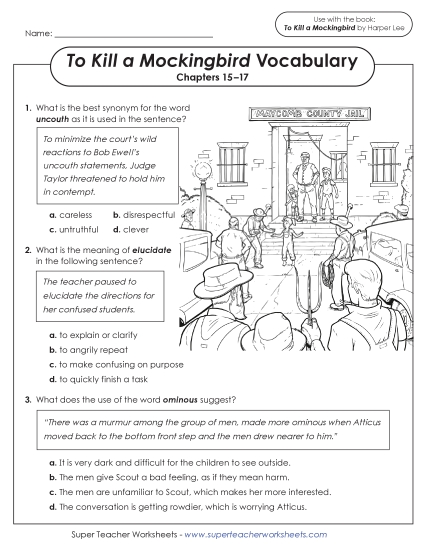 New Vocabulary Questions for Chapters 15–17 Worksheet