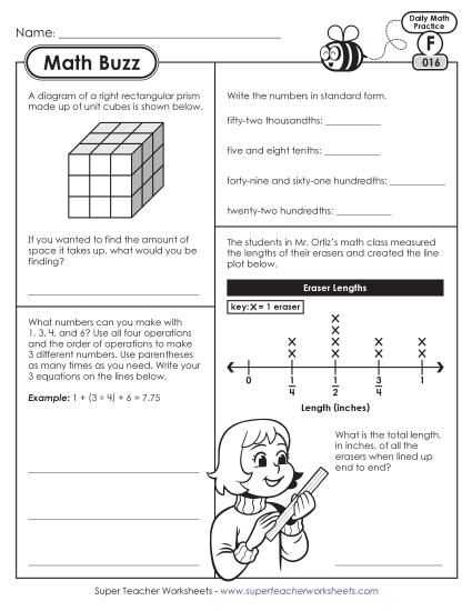 New 6th Grade Math Buzz Week 4:<br>Worksheets 16 through 20 Worksheet New 6th Grade Math Buzz Week 4:<br>Worksheets 16 through 20 Worksheet