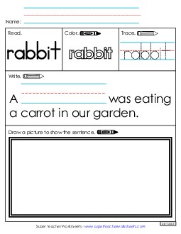 Worksheet 3: Rabbit Sight Words Individual Worksheet