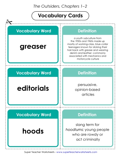 New Vocabulary Cards (Chapters 1–2) Worksheet New Vocabulary Cards (Chapters 1–2) Worksheet
