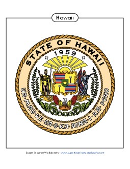 Hawaii State Seal (Full-Color Version) States Individual Worksheet