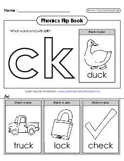 Phonics Flip Book (ck) Phonics Digraphs Worksheet