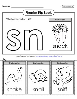 Phonics Flip Book (Sn-) Phonics Blends Worksheet