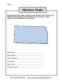 Mystery State: Kansas States Worksheet