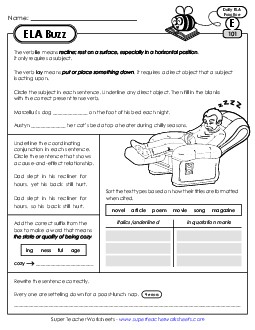 New ELA Buzz: Week 21<br>Worksheets 101 through 105 Worksheet