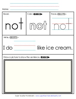 Worksheet 3: Not Sight Words Individual Worksheet