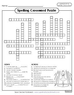 Crossword (F-26) Spelling F Worksheet