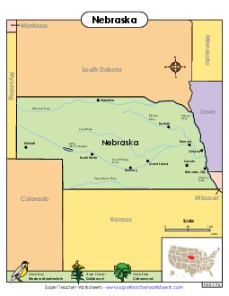 Map of Nebraska State Maps Worksheet