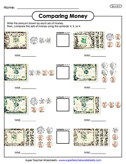 Comparing Money Counting Money Worksheet