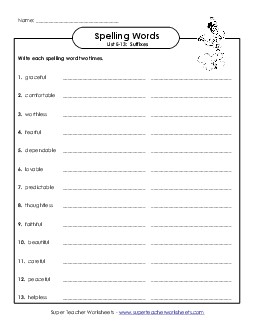 Write Twice (E-13) Spelling E Worksheet