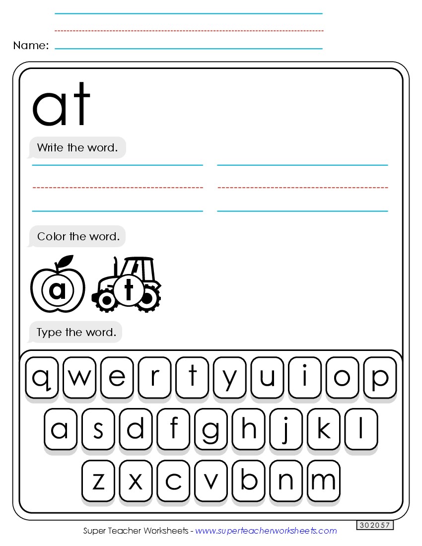 Write, Color, Type: At Sight Words Individual Worksheet