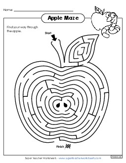 Apple Maze Brainteasers Worksheet