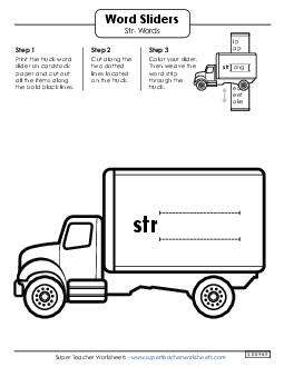 Word Slider (Str- Words) Phonics Blends Worksheet