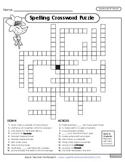 Easter Spelling Crossword Spelling E Worksheet