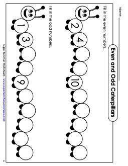 Even-Odd Caterpillars: Fill In Even Odd Worksheet