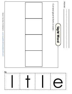 Large Cut-and-Glue: Tell Sight Words Individual Worksheet