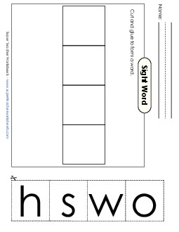 Large Cut-and-Glue: Show Sight Words Individual Worksheet