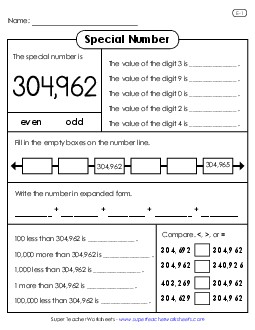 Special Number: 304,962 Worksheet