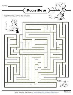 Mouse and Cheese Maze Brainteasers Worksheet