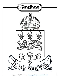 Quebec Coat of Arms (Full Colour) Canada Worksheet