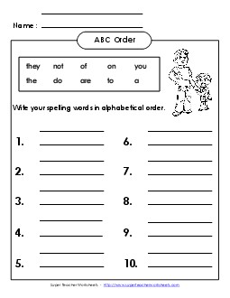 ABC Order - Write (A-6) Spelling A Worksheet