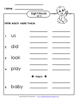 Write Twice (Unit 18) Sight Words Worksheet