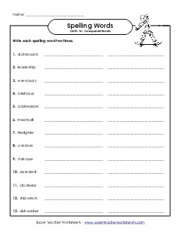 Write Twice (D-16) Spelling D Worksheet