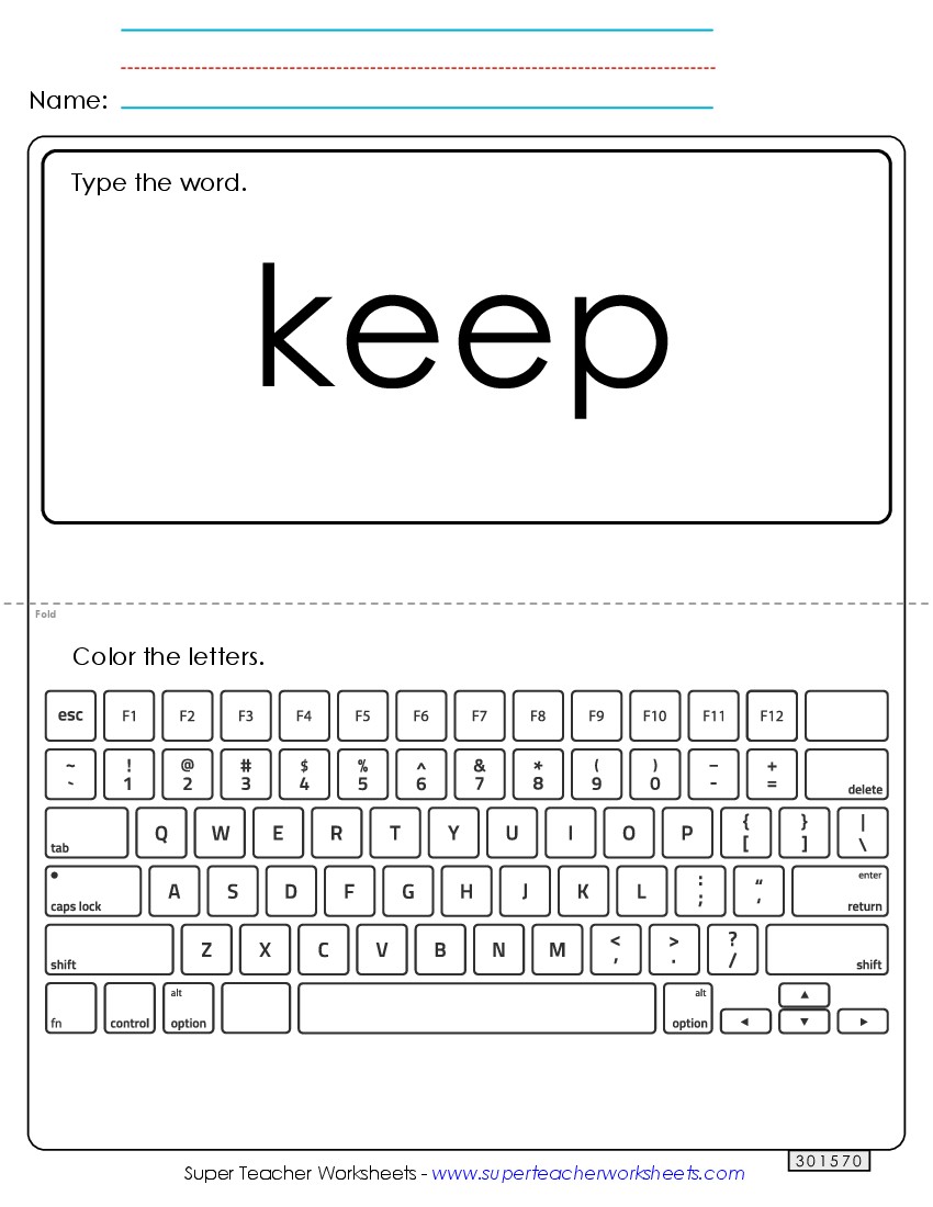 Type the Word: Keep Sight Words Individual Worksheet