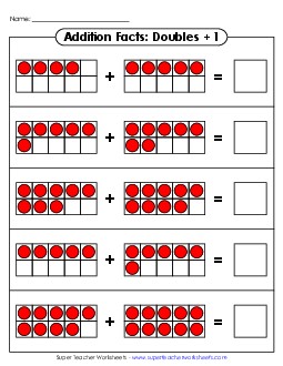 Ten Frames - Doubles +1 Addition Worksheet