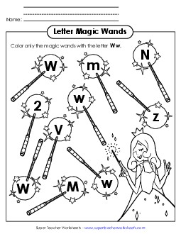 Letter W w Recognition - Wands Alphabet Worksheet