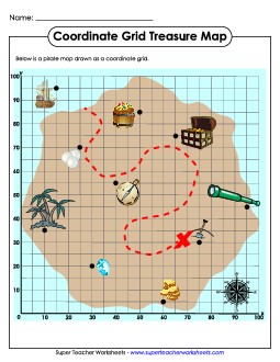 Treasure Map - Intermediate Geometry Worksheet