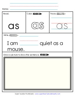 Worksheet 3: As Sight Words Individual Worksheet