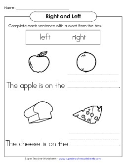 Food: Left and Right Right Left Worksheet