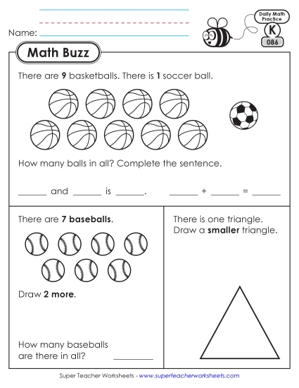 New Kindergarten Math Buzz: Week 18<br>Worksheets 86 through 90 Worksheet New Kindergarten Math Buzz: Week 18<br>Worksheets 86 through 90 Worksheet