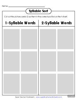 Christmas Syllable Sort Syllables Worksheet