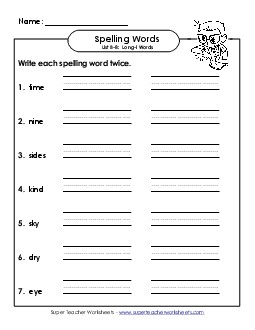 Write Twice (B-8) Spelling B Worksheet